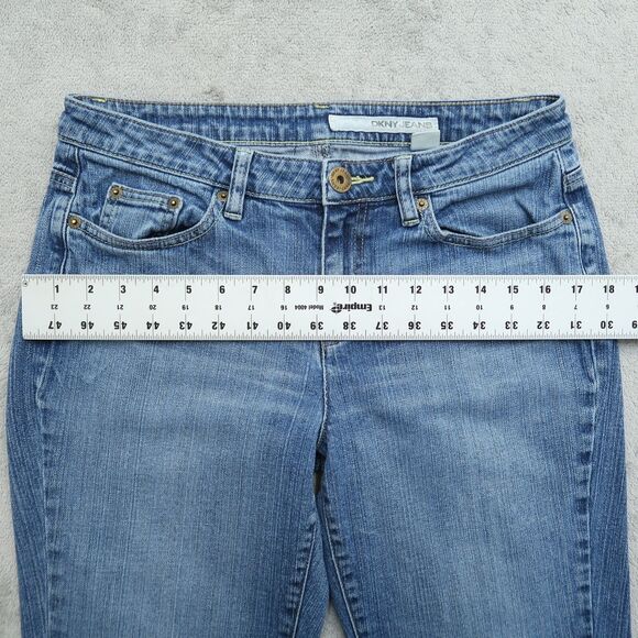 DKNY Jeans Women's 8S Blue Mid-Rise Bootcut Stretch Denim 28" Inseam Timeworn - Picture 6 of 16